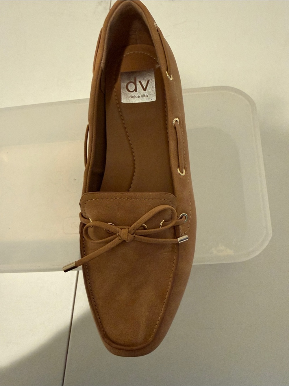 NWOT DV Dolce Vita Tan Slip On Classic Autumn Loafers Bow Top Faux Suede 9 - Picture 5 of 10